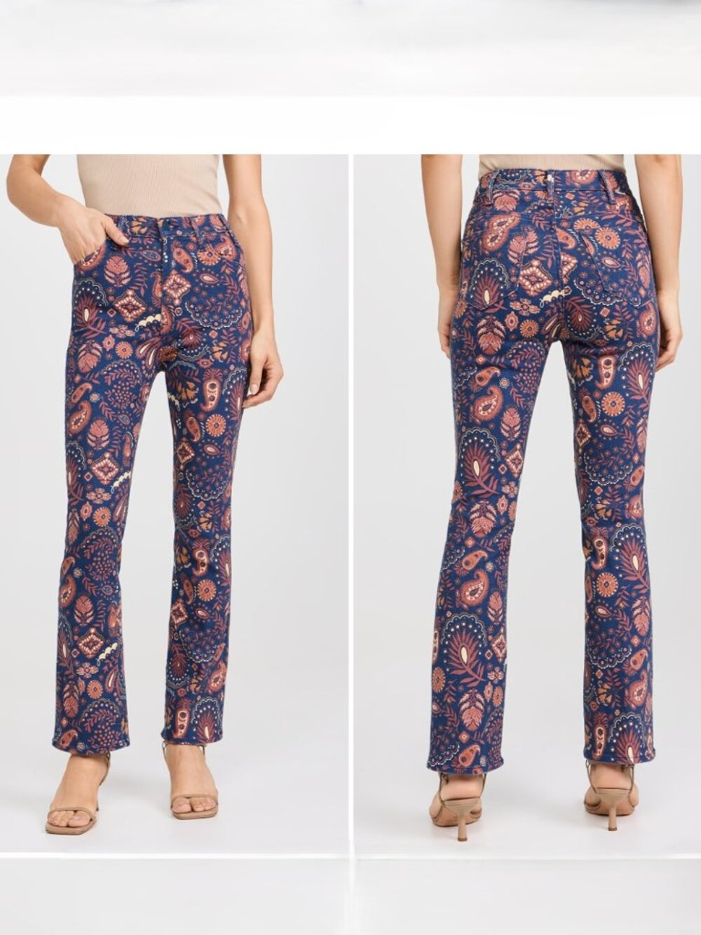 Mother Hustler Flood Henna Happiness Paisley Print Bootcut Jeans Size 25